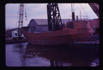 launching 86' trawler, starboard